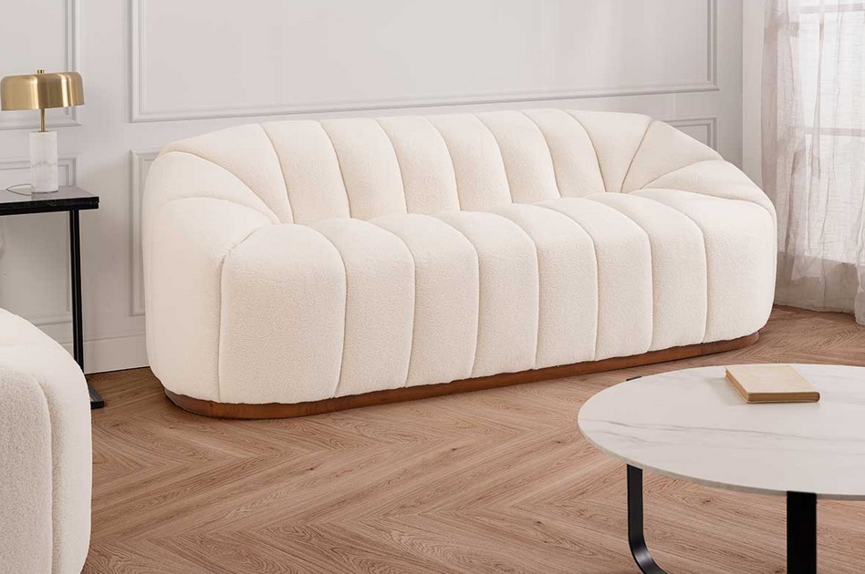 Sofa Hygge boucle blanco 3 plazas 216 cm