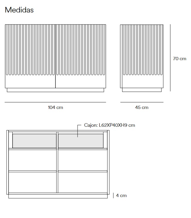 Comoda aparador Doric dos puertas negro 14989_TE