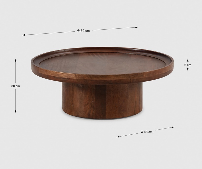 Mesa de centro Giselle madera mango oscuro 80 cm