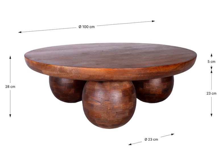 Mesa de centro Ailen madera de mango 100 cm