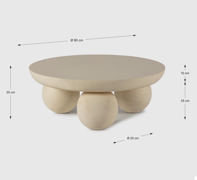 Mesa de centro Ailen cemento beige 90 cm