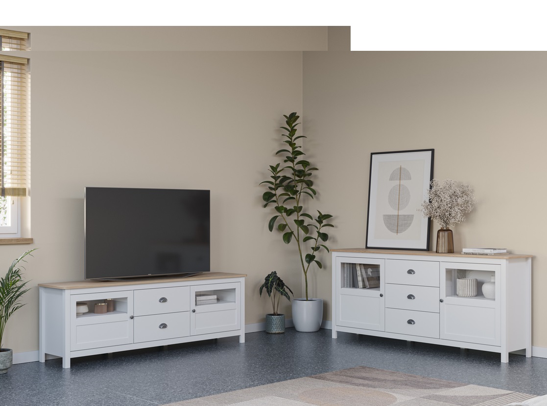 Mueble TV Misti blanco roble 180 cm