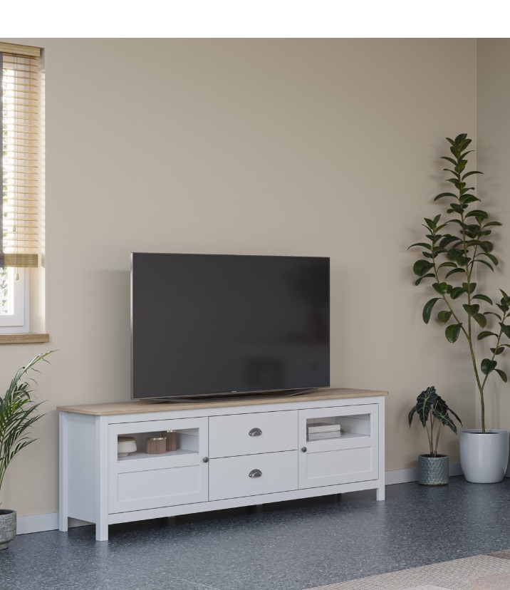 Mueble TV Misti blanco roble 180 cm