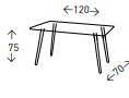 Mesa comedor cristal mod. Adara 120x70x75cm