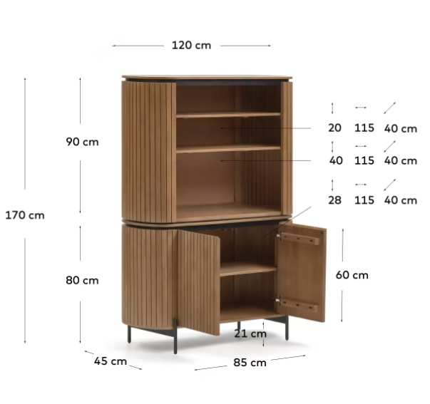 Aparador alto London madera maciza de mango 120x170cm