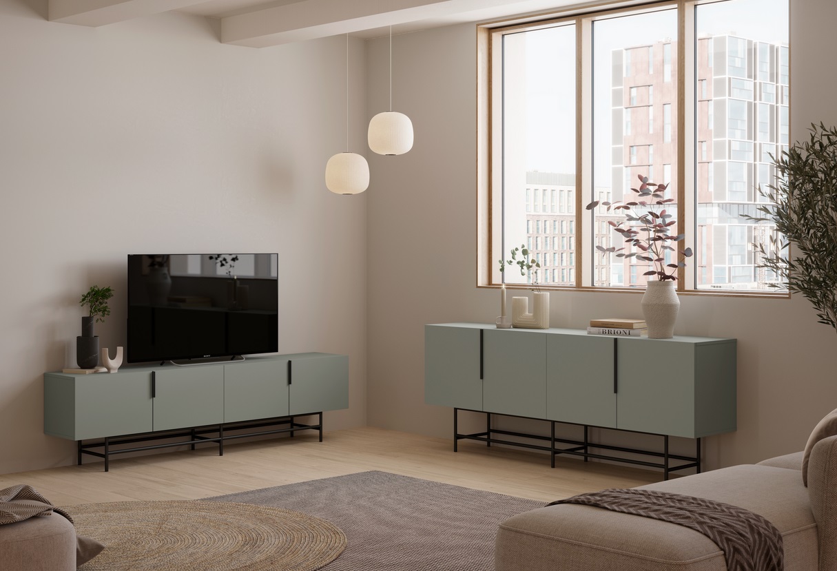 Mueble TV eldia 4 puertas verde 200 cm