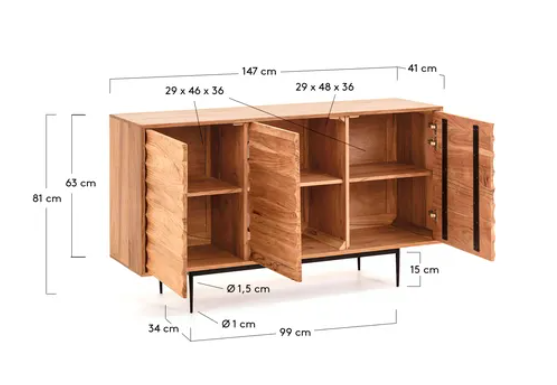 Aparador Ksenia madera maciza de acacia 147x81cm