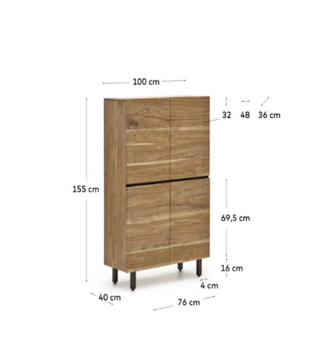 Aparador 4 puertas vertical Milán 100x40cm