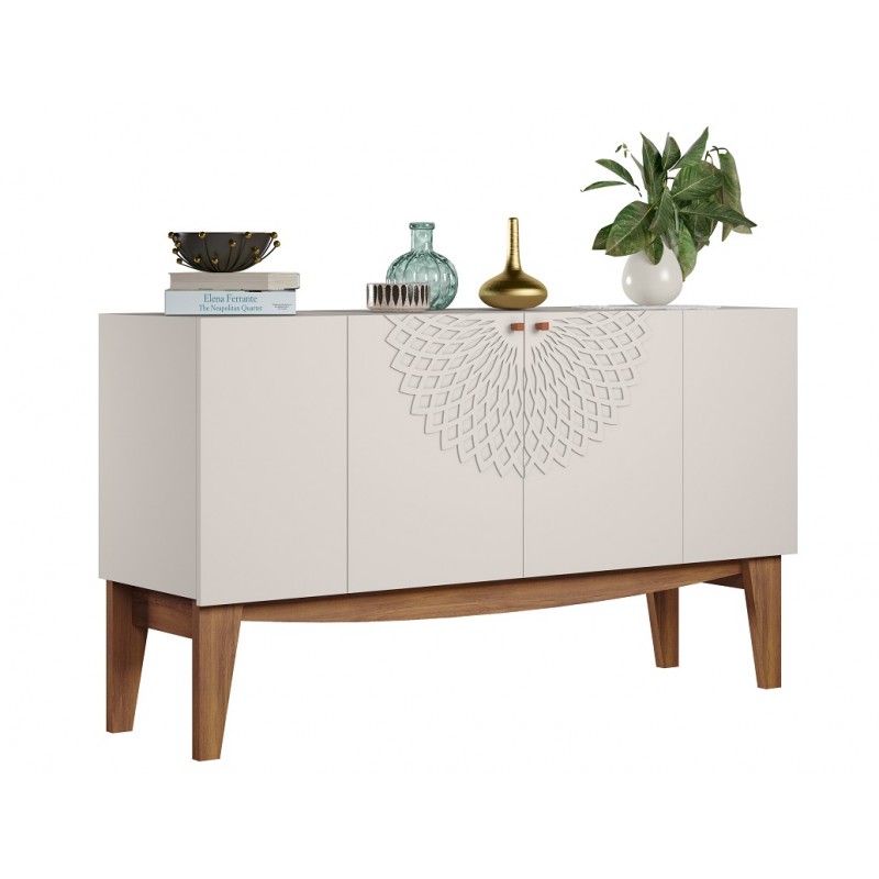 Buffet aparador Sol blanco roto y nogal 136cm