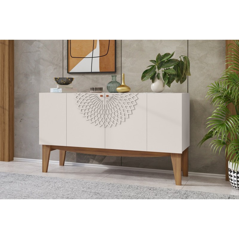 Buffet aparador Sol blanco roto y nogal 136cm