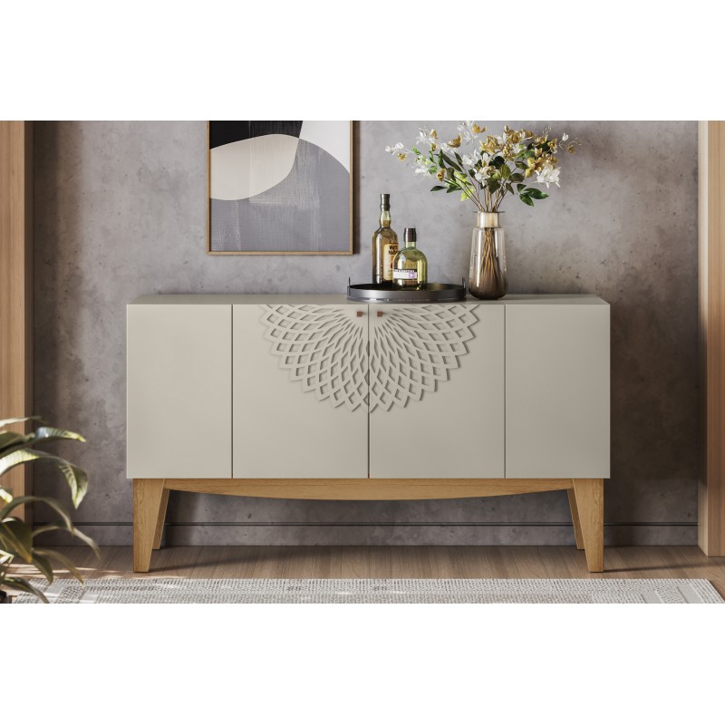 Buffet aparador Sol blanco roto y peral 136cm