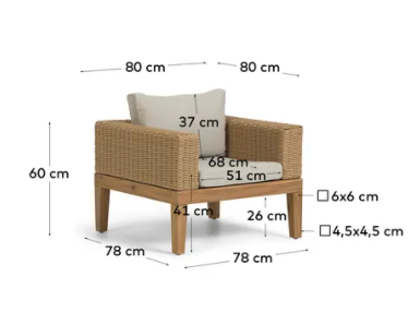 Butaca Cuba madera acacia y ratán FSC 100%