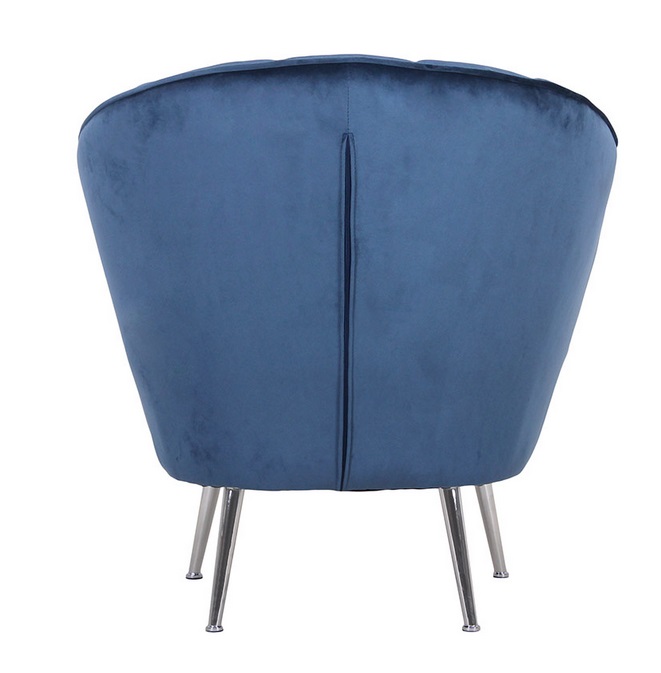 Sillon Abanico terciopelo azul patas acero