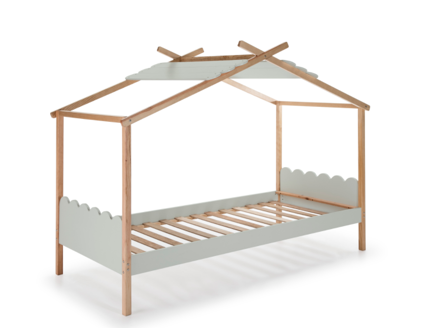 Cama Cabaña juventil Nuvem madera de pino gris claro 90x190 cm