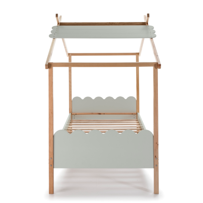 Cama Cabaña juventil Nuvem madera de pino gris claro 90x190 cm