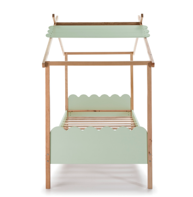 Cama Cabaña juventil Nuvem madera de pino verde 90x190 cm