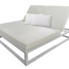 Cama balinesa aluminio blanco tapizado nautico