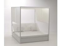 Cama balinesa rattan aluminio blanco