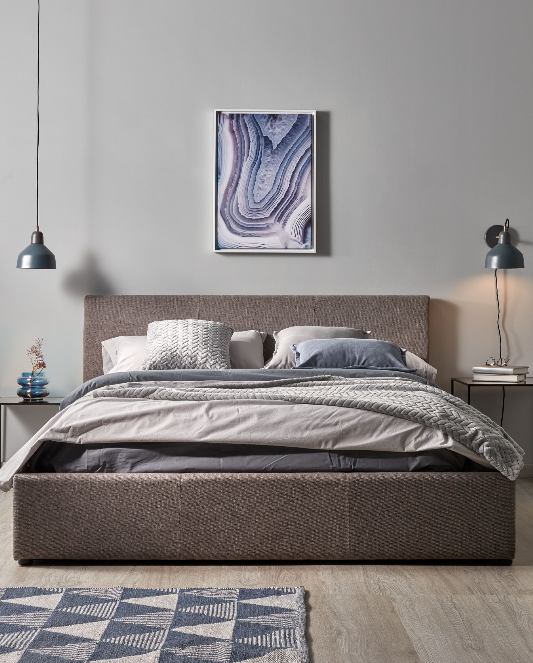 Cama Bern tela gris 160x200 cm