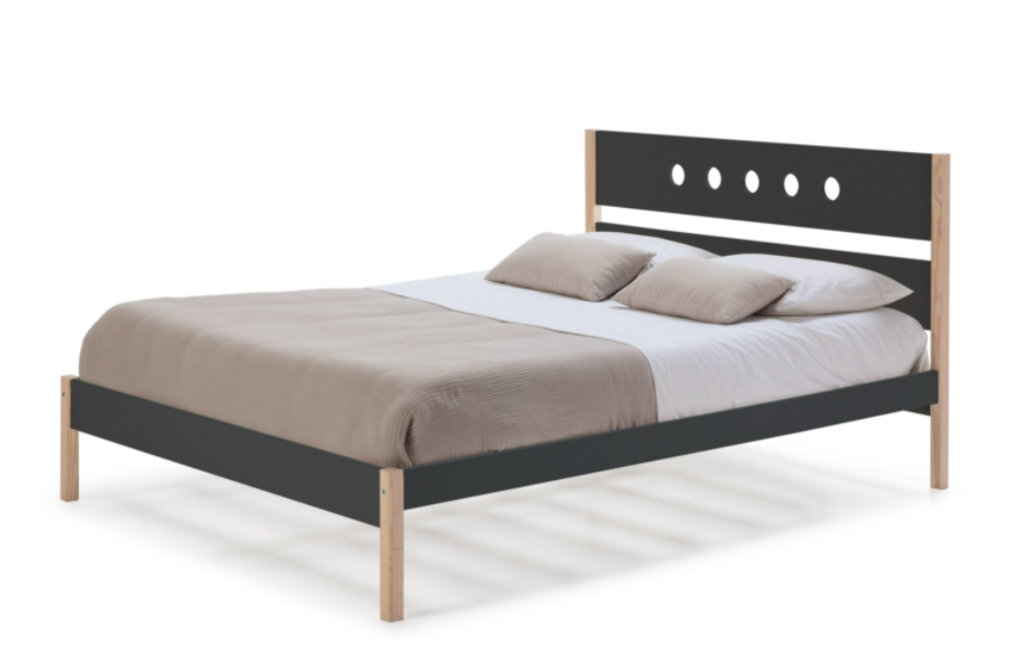 Cama Compte madera DM/PINO antracita 140x190cm