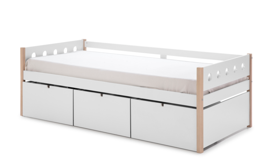 Cama con cajones Compte PINO/DM blanco 90x190cm