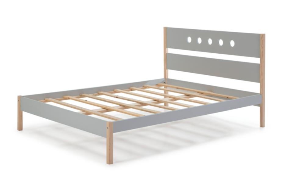 Cama Compte madera DM/PINO gris claro 140x190cm