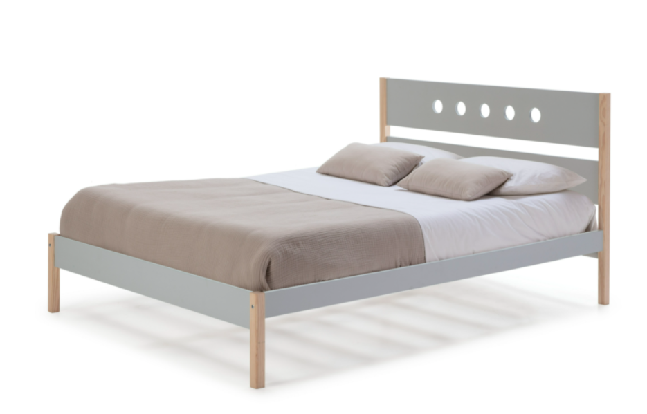 Cama Compte madera DM/PINO gris claro 140x190cm