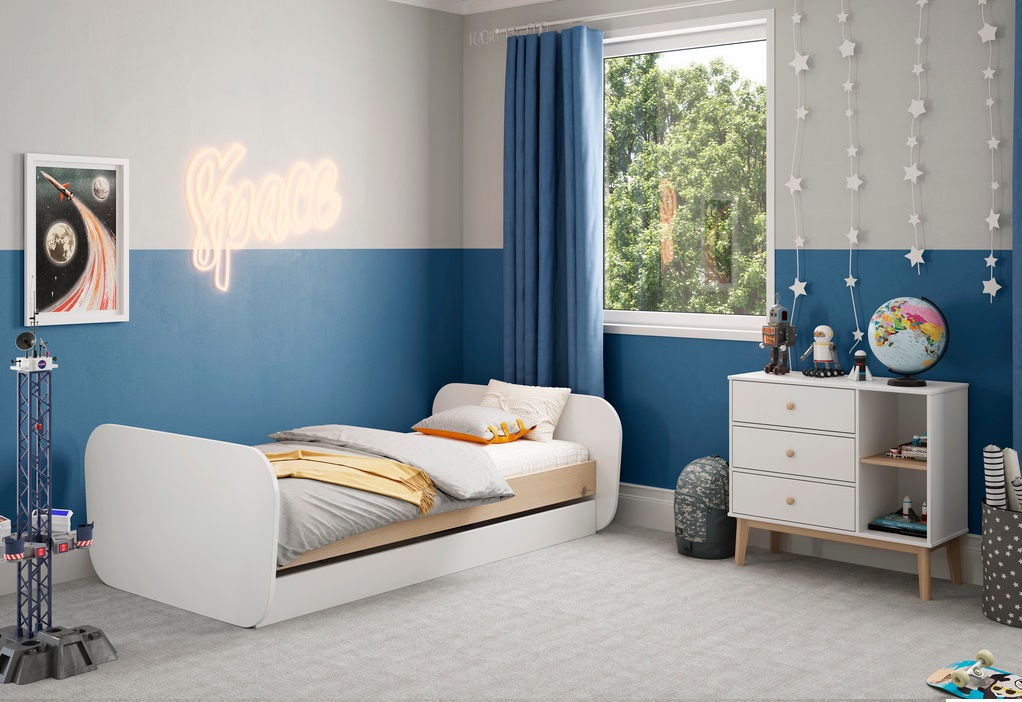 Cama infantil Esteban cera blanca 90x190/200 cm