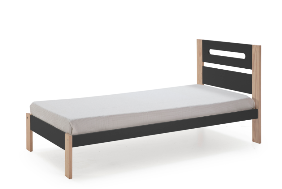 Cama Keisly madera pino antracita 90x190cm