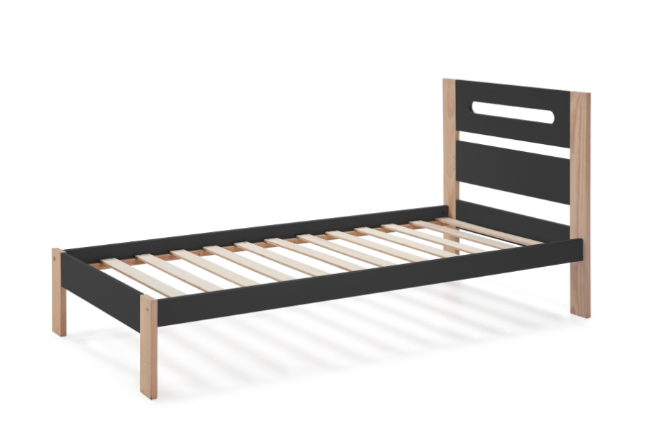 Cama Keisly madera pino antracita 90x190cm