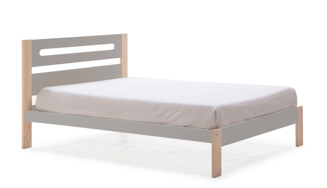 Cama Keisly madera DM/PINO gris claro 140x190cm