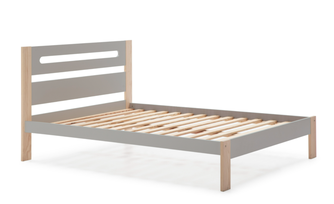 Cama Keisly madera DM/PINO gris claro 140x190cm