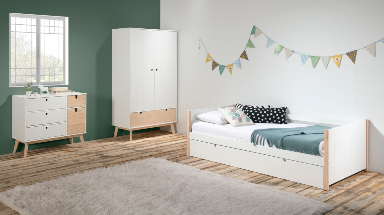 Cama nido Kiara 90x190 madera blanco