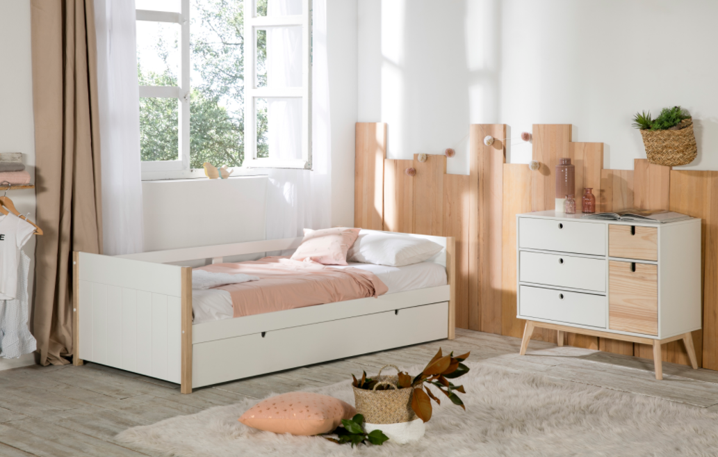 Cama nido Kiara 90x190 madera blanco