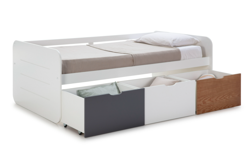 Cama con cajones Redona MDF blanco 90x190cm