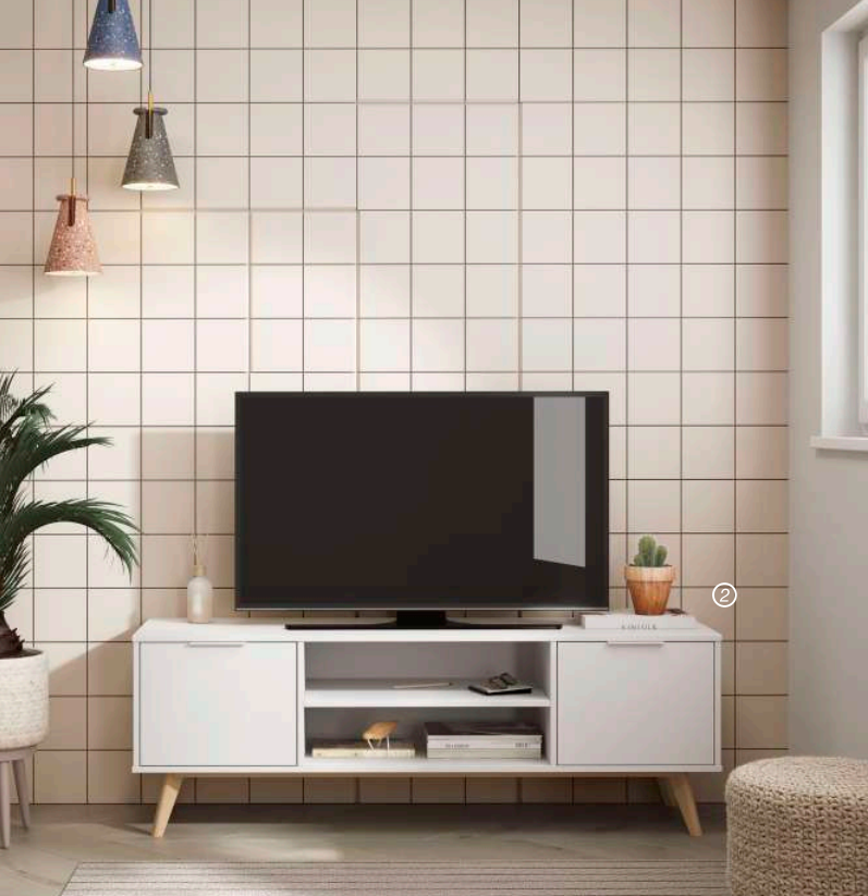 Mueble TV Campus madera de pino blanco 2P2H