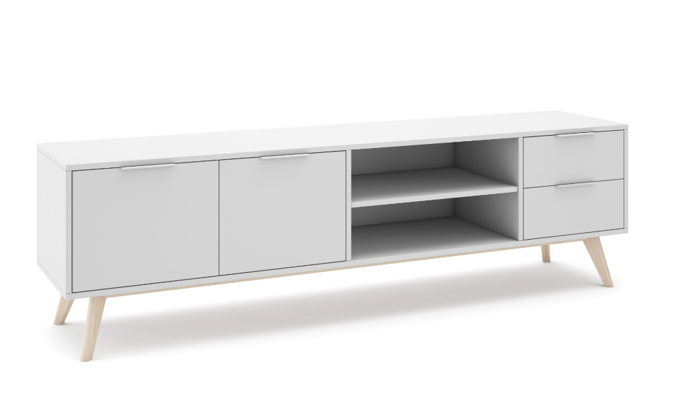 Mueble TV Campus madera de pino blanco 180x40 cm