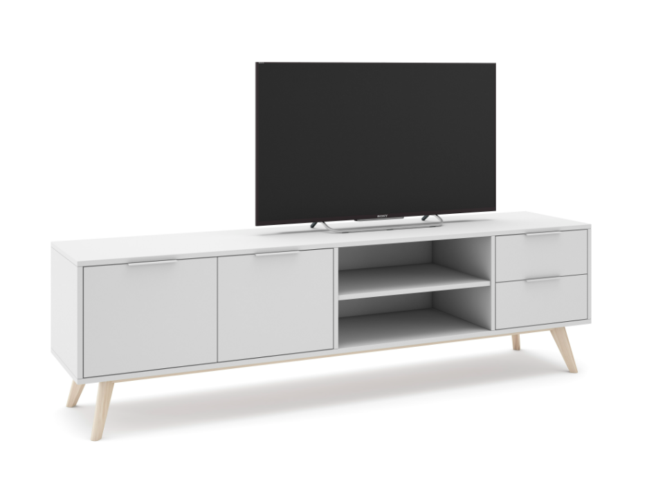 Mueble TV Campus madera de pino blanco 180x40 cm