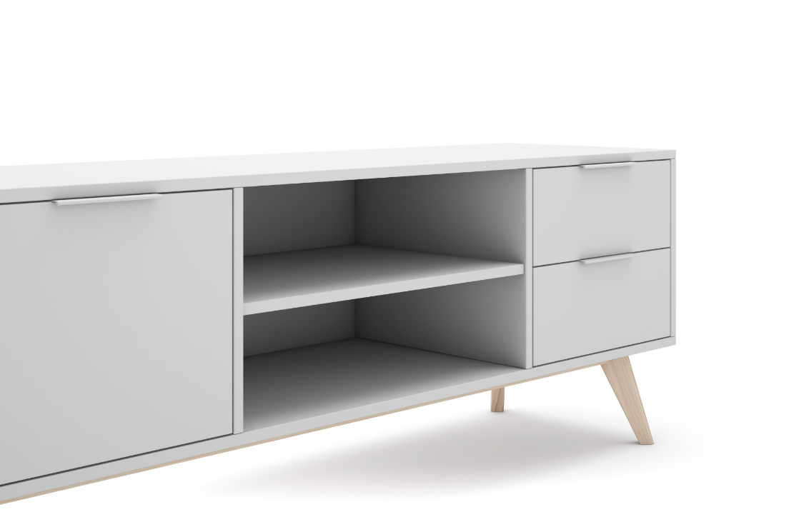 Mueble TV Campus madera de pino blanco 180x40 cm