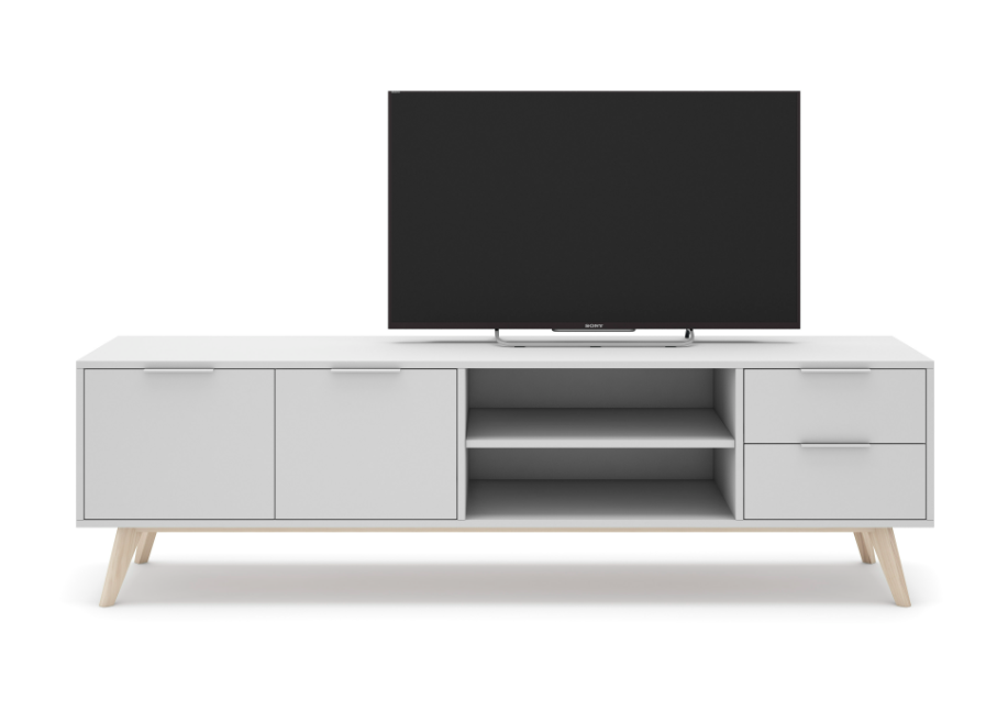 Mueble TV Campus madera de pino blanco 180x40 cm