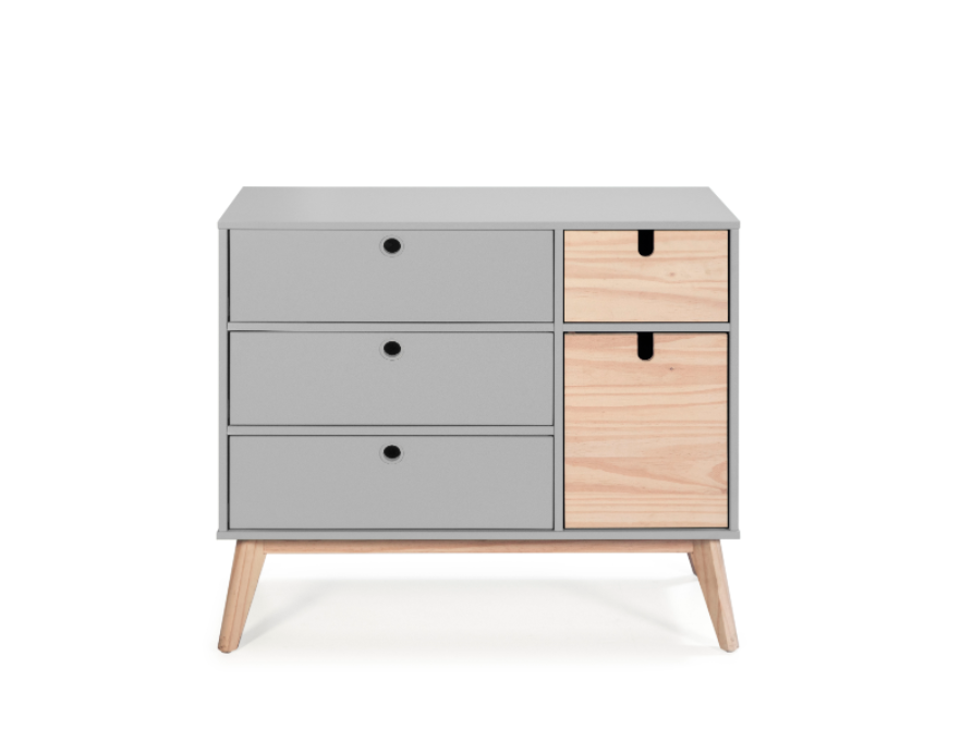 Comoda de estilo nordico Kiara gris 90x40