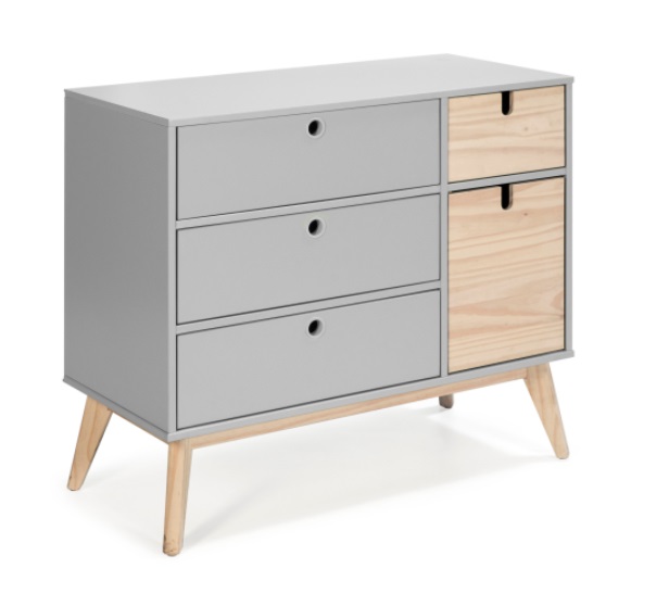 Comoda de estilo nordico Kiara gris 90x40