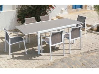 Mesa extensible aluminio blanco Moka Laos 150-220x106 cm