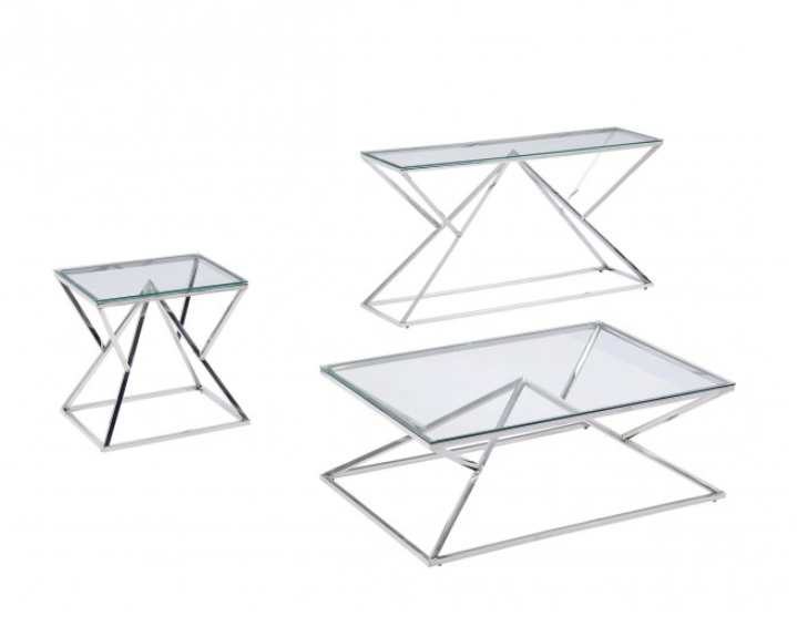 Mesa de centro Keops acero inoxidable cristal 120x80 cm