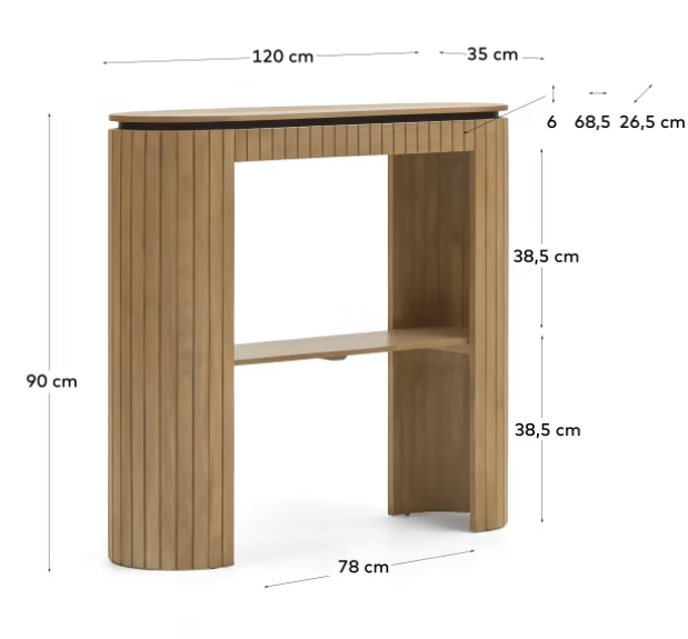 Consola con cajon London madera maciza de mango 120x90cm