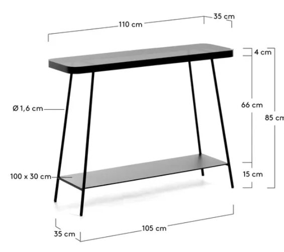 Consola Alexa cristal tintado 110x85 cm