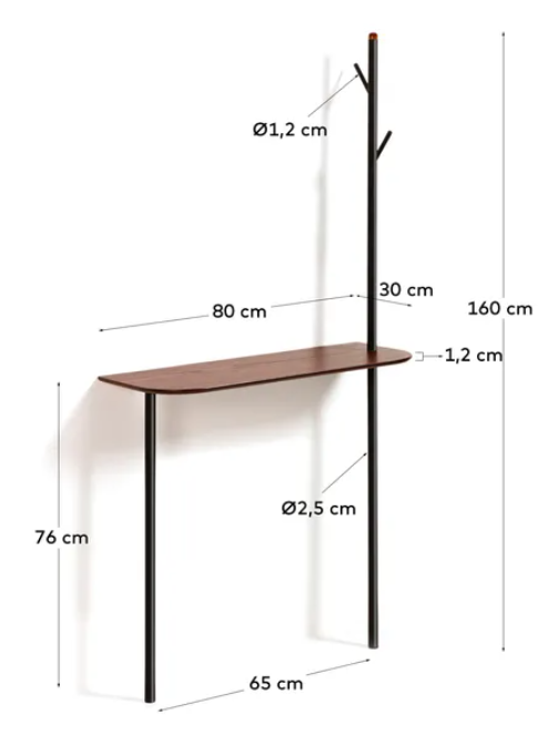 Consola con pecho Margo chapa de roble 80x160 cm