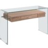 Consola recibidor cristal transparente cajon roble 120x40