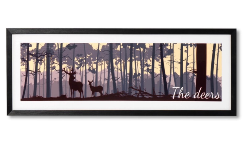 Cuadro The deers negro 80x30 cm