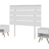 Conjunto dormitorio cabezal mesitas madera blanco Nordic